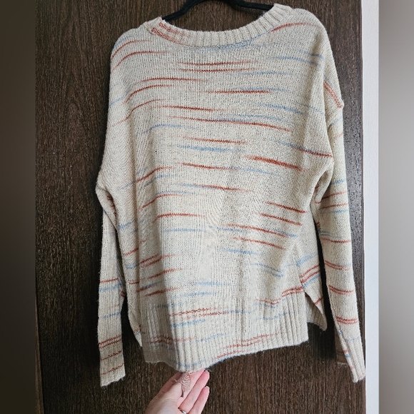 Oversized Cream, Orange & Blue a.n.a. Sweater with wide neckline and ribbed cuff - Picture 5 of 6